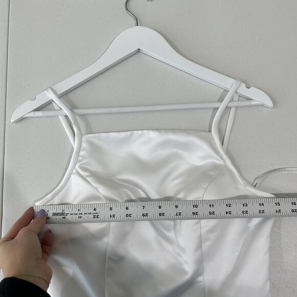 Morilee Satin Tulle Mini Dress Womens 4 White Fit & Flare Bridal Cocktail Formal - Picture 10 of 15